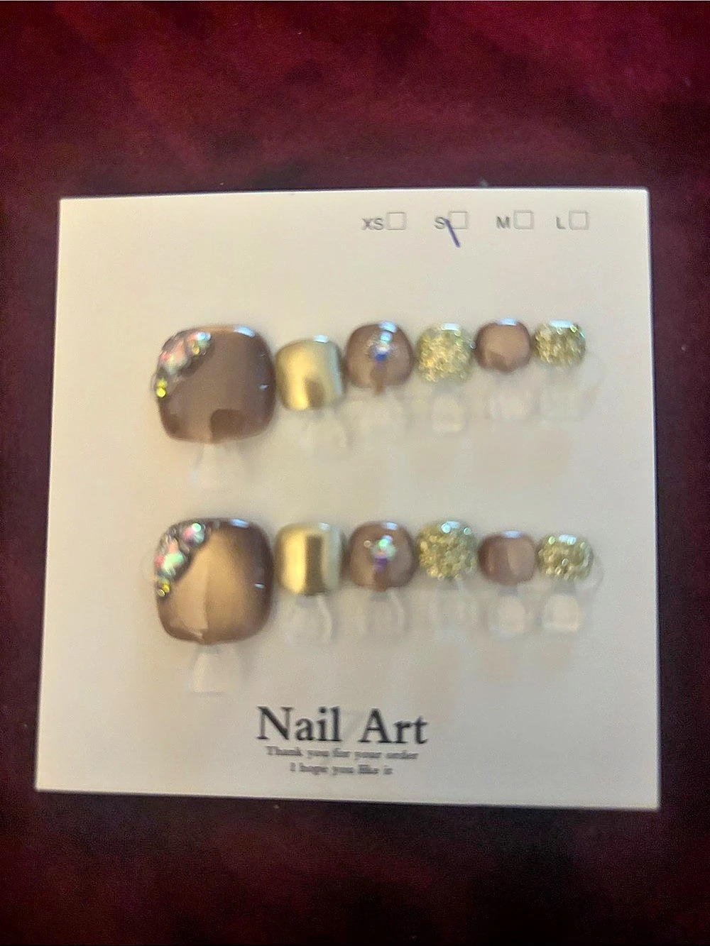 Gold & Brown Nail Art Press-On Nails